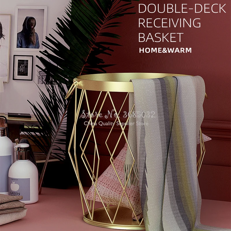 Metal Hollow Golded Dirty Clothes Storage with Handle Fashion Laundry Basket Home Creative Organizer Steel Wire Storage Basket
Metal Hollow Golded Dirty Clothes Storage with Handle Fashion Laundry Basket Home Creative Organizer Steel Wire Storage Basket