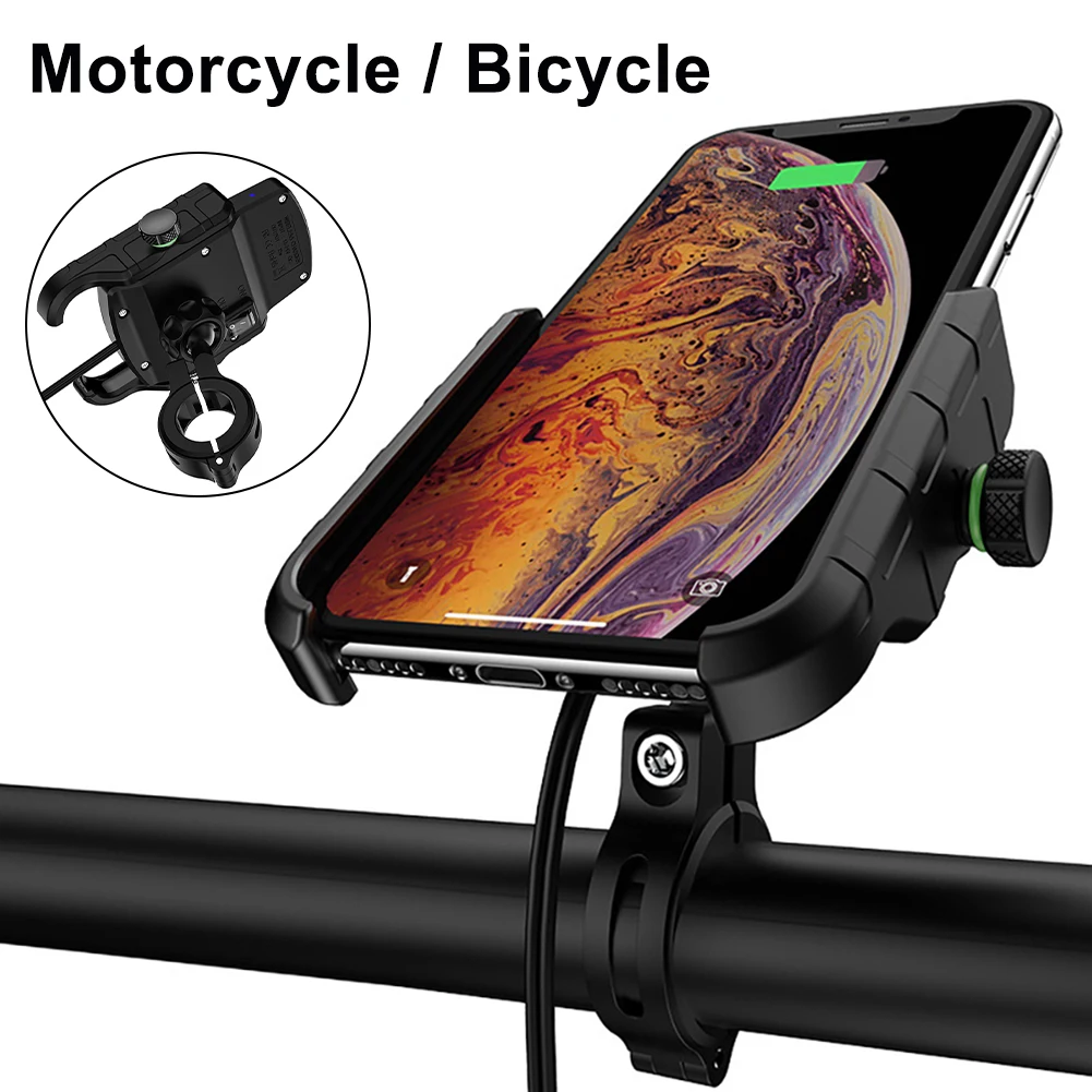 Bicycle Motorcycle Phone Holder 15W Wireless charger QC 3.0 USB Fast Charging Phone Stand Bike Phone Mount for Android
Bicycle Motorcycle Phone Holder 15W Wireless charger QC 3.0 USB Fast Charging Phone Stand Bike Phone Mount for Android