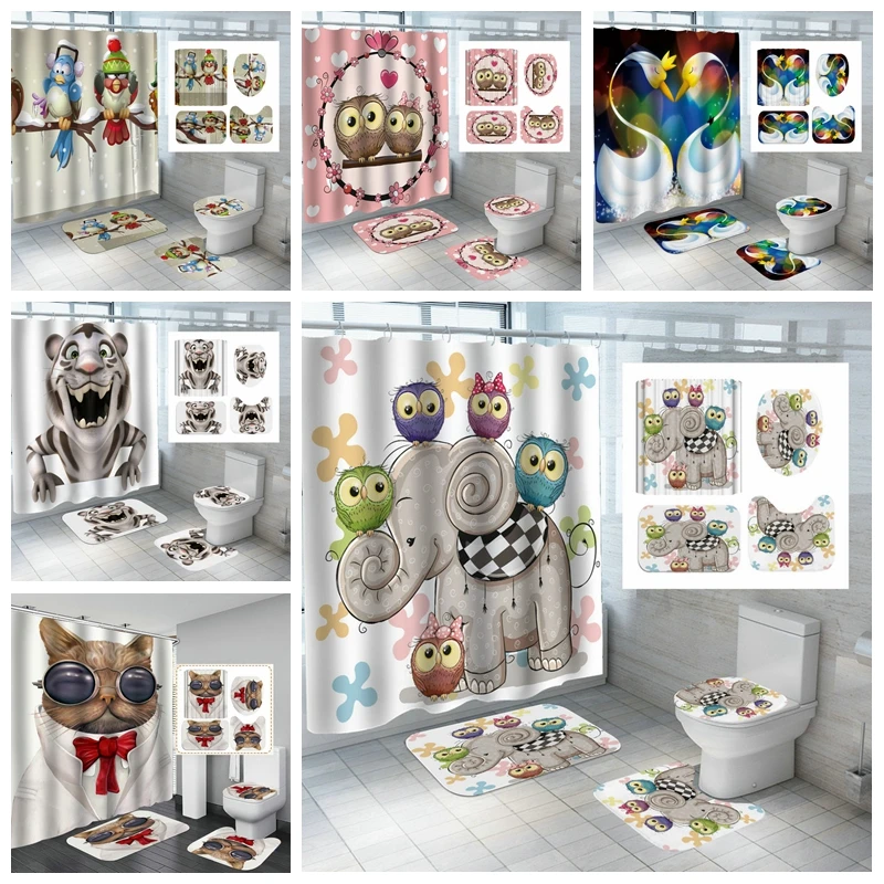 Children 's Bathroom Shower Curtains Lovely Colorful Owl Elephant Wolf Cat Dog Curtain Waterproof Polyester Nonslip Bath Mats
Children 's Bathroom Shower Curtains Lovely Colorful Owl Elephant Wolf Cat Dog Curtain Waterproof Polyester Nonslip Bath Mats