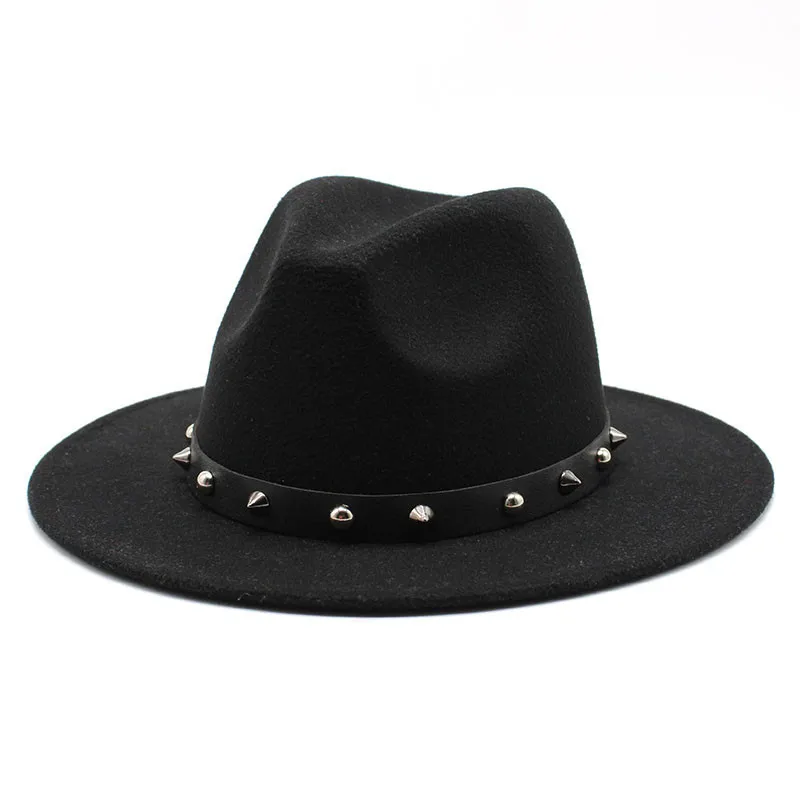 British Classic Rivet Belt Buckle Jazz Hat Autumn Winter Woolen Top Hat Men Women Fashion Flat Brim Outdoor Travel Gentleman Cap
British Classic Rivet Belt Buckle Jazz Hat Autumn Winter Woolen Top Hat Men Women Fashion Flat Brim Outdoor Travel Gentleman Cap