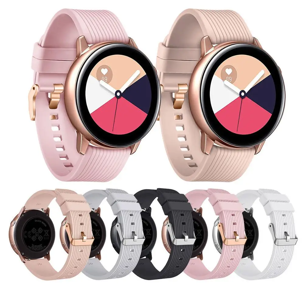 Ремешок силиконовый для Samsung Galaxy Watch 42 мм Active резиновый сменный Браслет с золотой