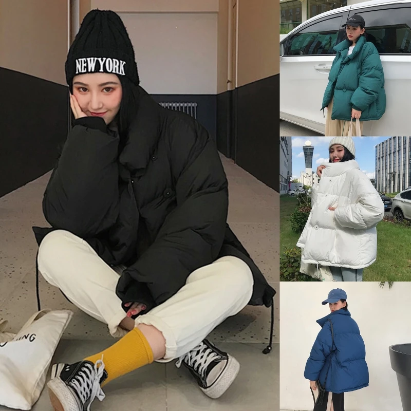 New KLV Women Student Winter Warm Padded Jacket Stand Collar Oversized Loose Down Coat Korean Zipper Button Parka Outerwear
New KLV Women Student Winter Warm Padded Jacket Stand Collar Oversized Loose Down Coat Korean Zipper Button Parka Outerwear