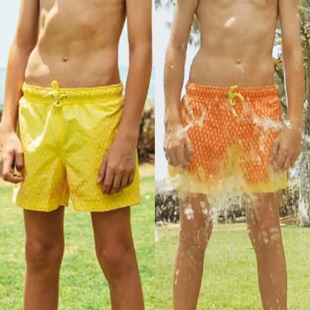 Эластичные пляжные шорты с завязками для мальчиков; Плавки с изменением температуры для мальчиков 
Эластичные пляжные шорты с завязками для мальчиков; Плавки с изменением температуры для мальчиков