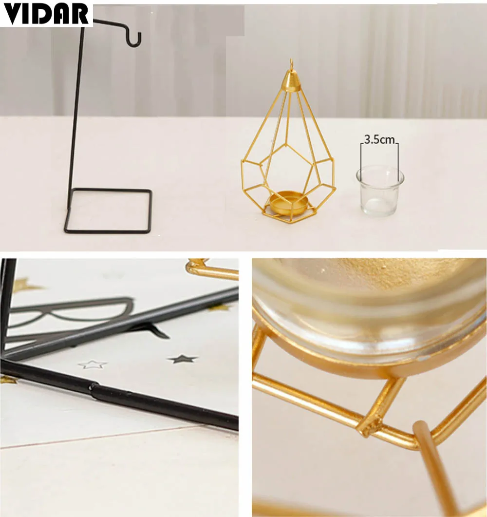 VIDAR Nordic Style Wrought Iron Geometric Candle Holders Hanging Basket Metal Craft Candlestick candelabros de velas Holder mesa 
VIDAR Nordic Style Wrought Iron Geometric Candle Holders Hanging Basket Metal Craft Candlestick candelabros de velas Holder mesa