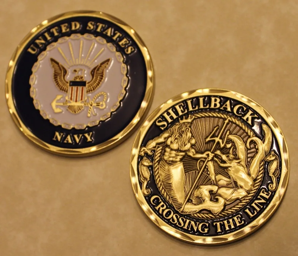 

50pcs/lot,Crossing The Equator US Navy And Marine Corps Shellback Coin Crossing The Line
