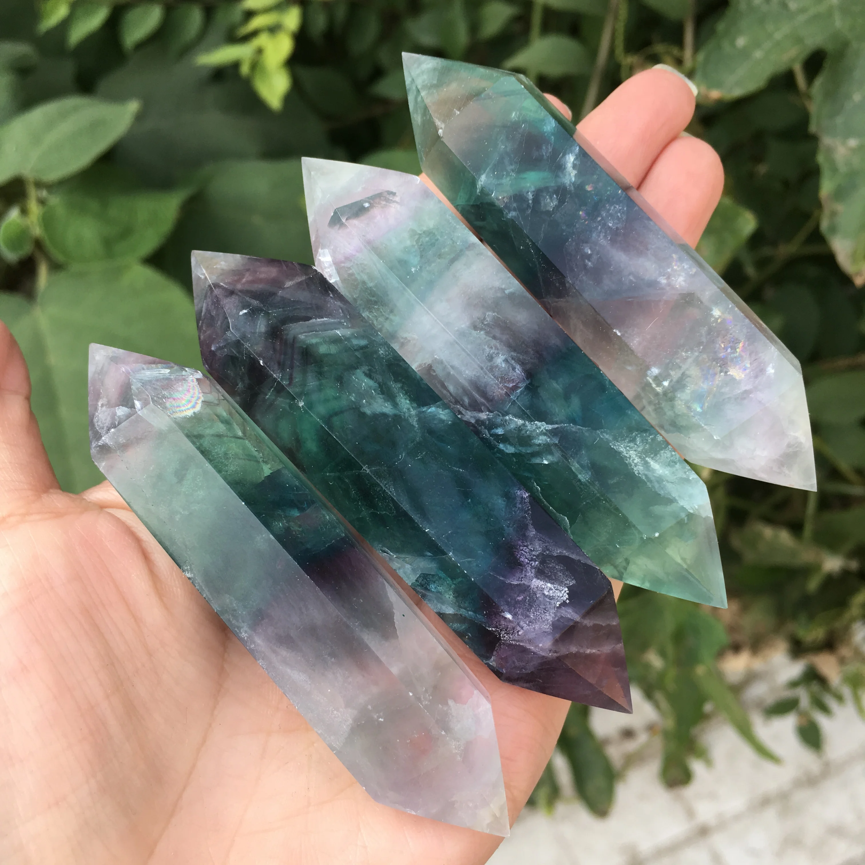 

Fluorite Crystal Tower double Point Natural Fluorite Quartz Crystal Wand Point Hexagonal Prism Healing Stone