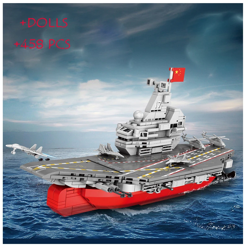 

Military Series Aircraft Carrier Fighter Scene Compatible With Small Particle Building Blocks Children's Christmas Toy Gift DIY