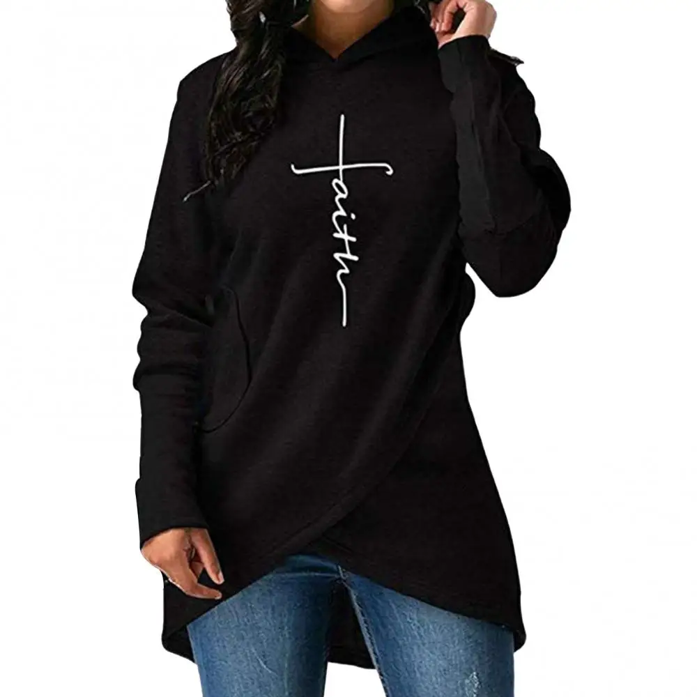 Autumn and winter women's irregular hem hooded hoodie casual fashion cross stitch long-sleeved pullover
Autumn and winter women's irregular hem hooded hoodie casual fashion cross stitch long-sleeved pullover