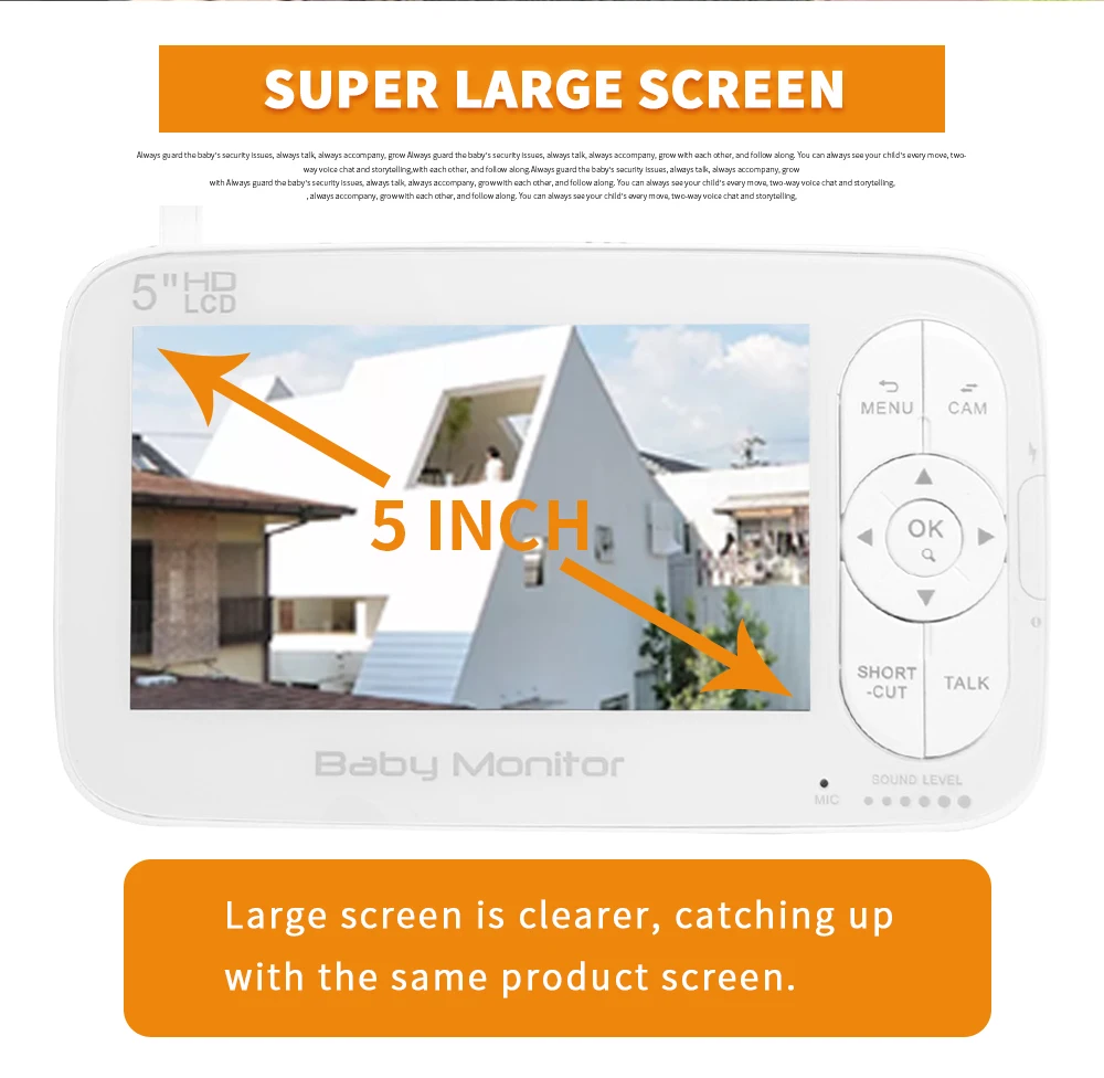 HD 720P Baby Monitor 5.0 Wireless LCD Audio Video Radio Camera Walkie Nanny Music IR 24h Babysitter night vision 5m | Безопасность и