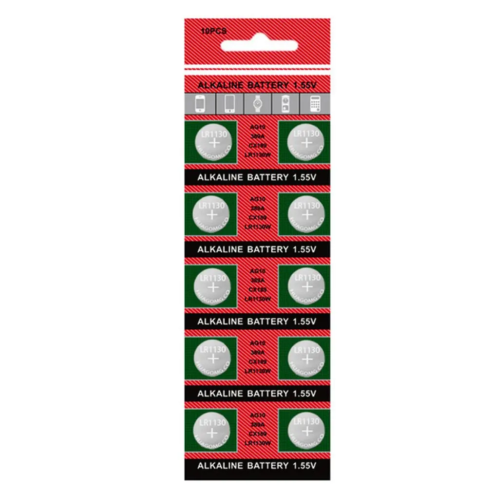Cell Battery 1.5V AG10 LR1130 Alkaline AG10 389 LR54 SR54 SR1130W 189 LR1130 Button Coin Cell Battery Batteries LR 1130
Cell Battery 1.5V AG10 LR1130 Alkaline AG10 389 LR54 SR54 SR1130W 189 LR1130 Button Coin Cell Battery Batteries LR 1130