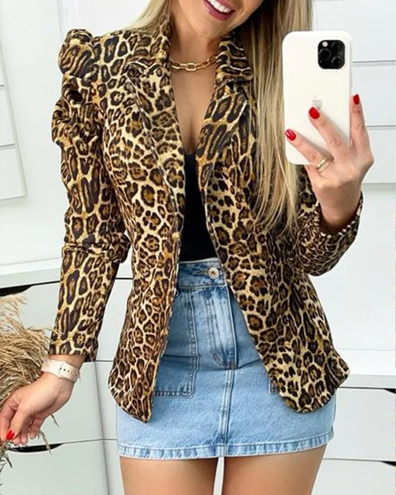 Women's Suit Coat Leopard Print Lapel Collar Single Breasted Puff Sleeve Blazer Elegant Fashion Streetwear Office Women's Coat
Women's Suit Coat Leopard Print Lapel Collar Single Breasted Puff Sleeve Blazer Elegant Fashion Streetwear Office Women's Coat