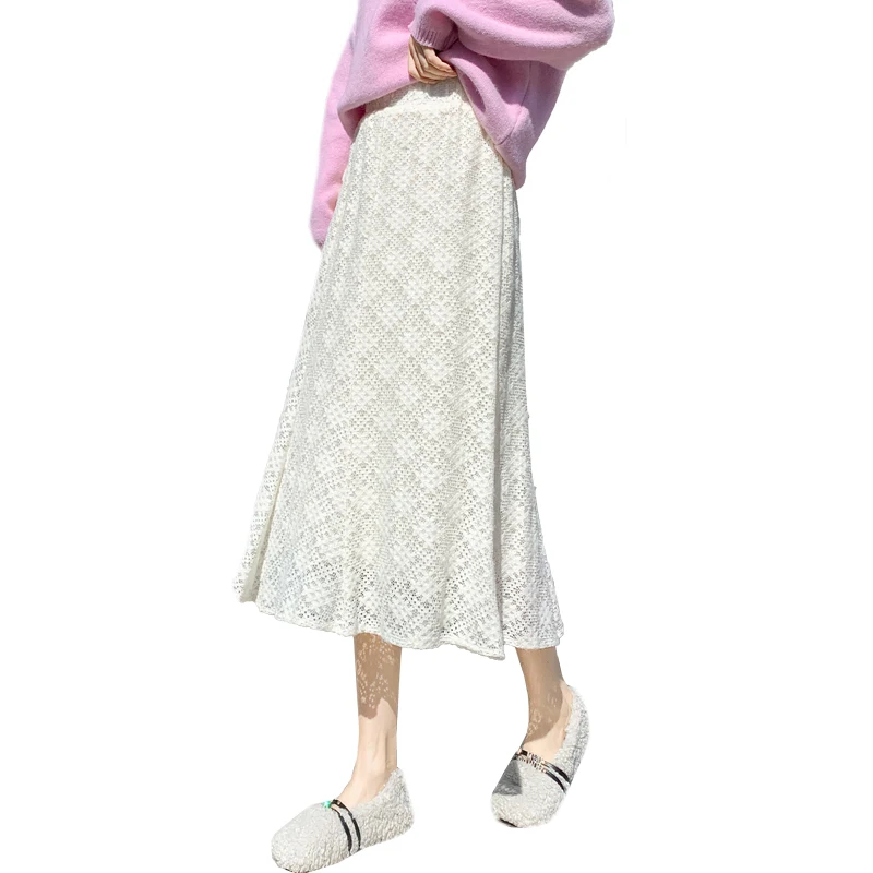 JXMYY Autumn and winter Korean temperament all-match mid-length high waist hollow lace a-line skirt female trend
JXMYY Autumn and winter Korean temperament all-match mid-length high waist hollow lace a-line skirt female trend