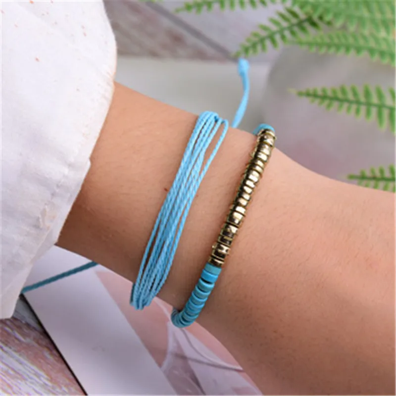 Waterproof Wax Wire Braided Bracelets Gold Bead Multilayer Colorful Hand Rope Stripe Friendship Bracelet Jewer Handmad
Waterproof Wax Wire Braided Bracelets Gold Bead Multilayer Colorful Hand Rope Stripe Friendship Bracelet Jewer Handmad