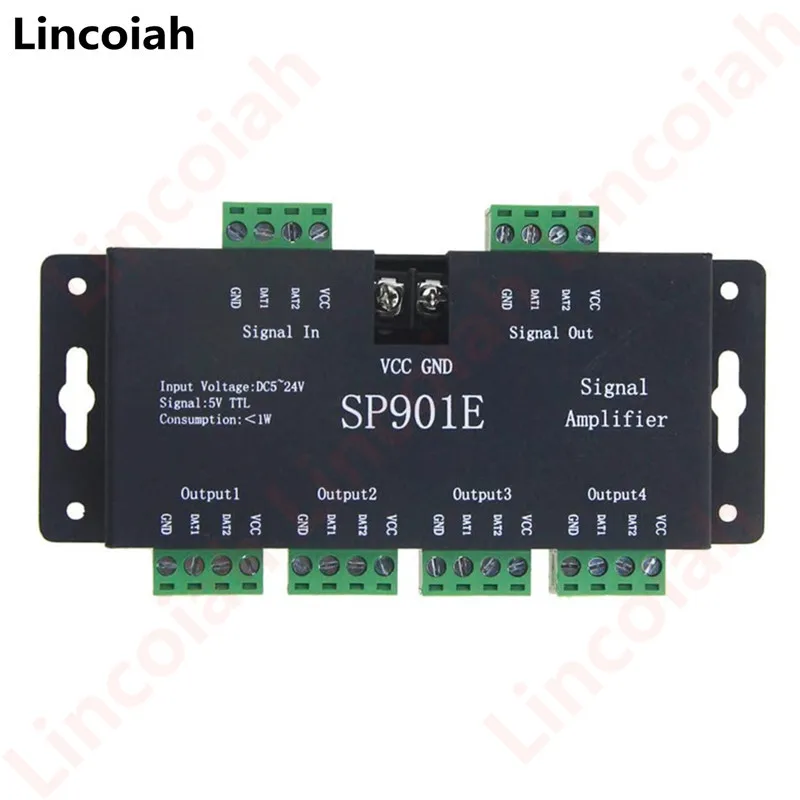 SP901E SPI Signal Amplifier for WS2812B WS2811 WS2813 Pixel RGB LED Strip Signal Repeater Addressable Dream Color Tape DC 5V-12V
SP901E SPI Signal Amplifier for WS2812B WS2811 WS2813 Pixel RGB LED Strip Signal Repeater Addressable Dream Color Tape DC 5V-12V