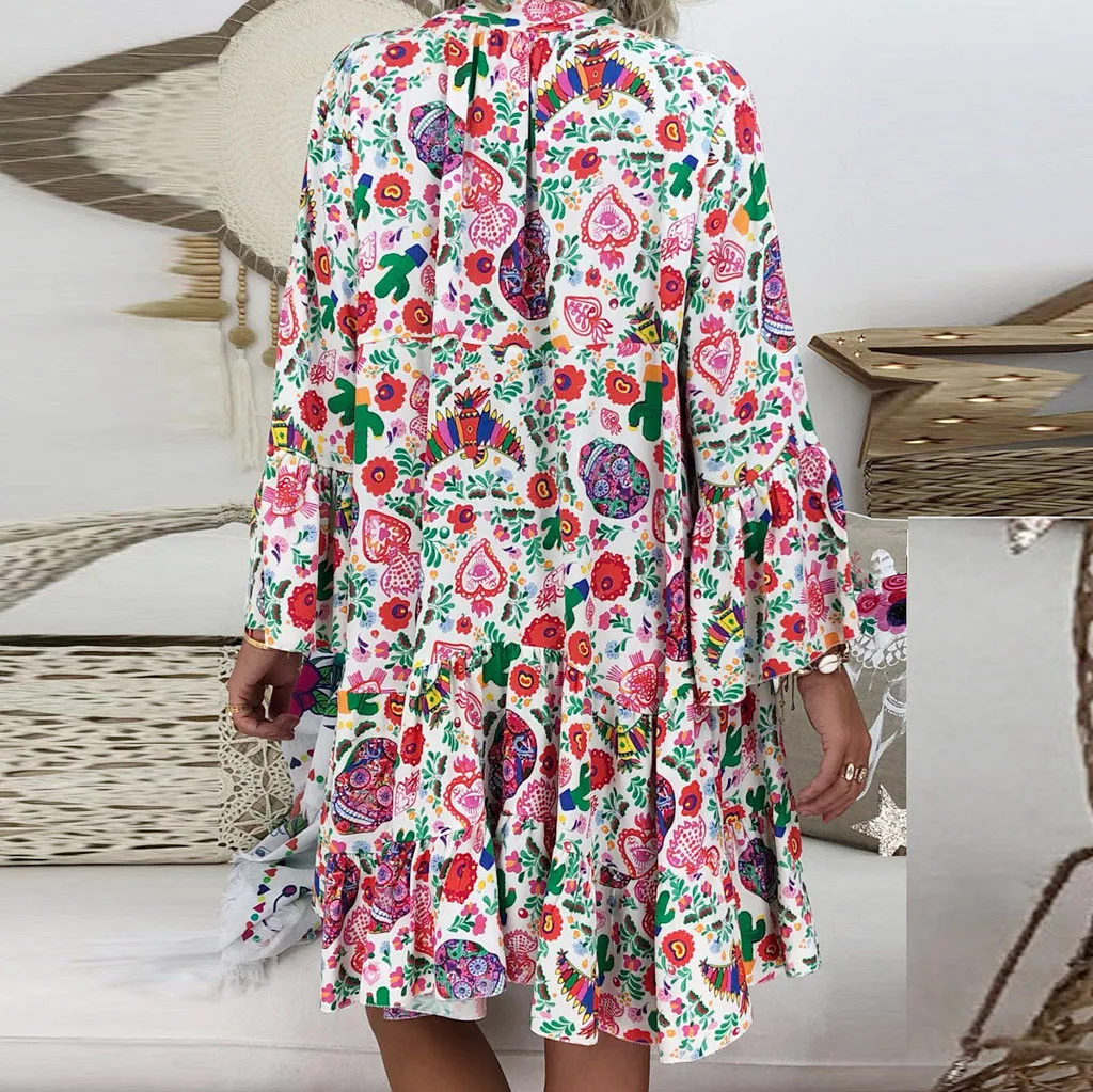 Summer Women's Midi Dress Fashion Loose Print Three Quarter Sleeve V-Neck Dress Ladies Plus Size Dress Vestidos#35
Summer Women's Midi Dress Fashion Loose Print Three Quarter Sleeve V-Neck Dress Ladies Plus Size Dress Vestidos#35