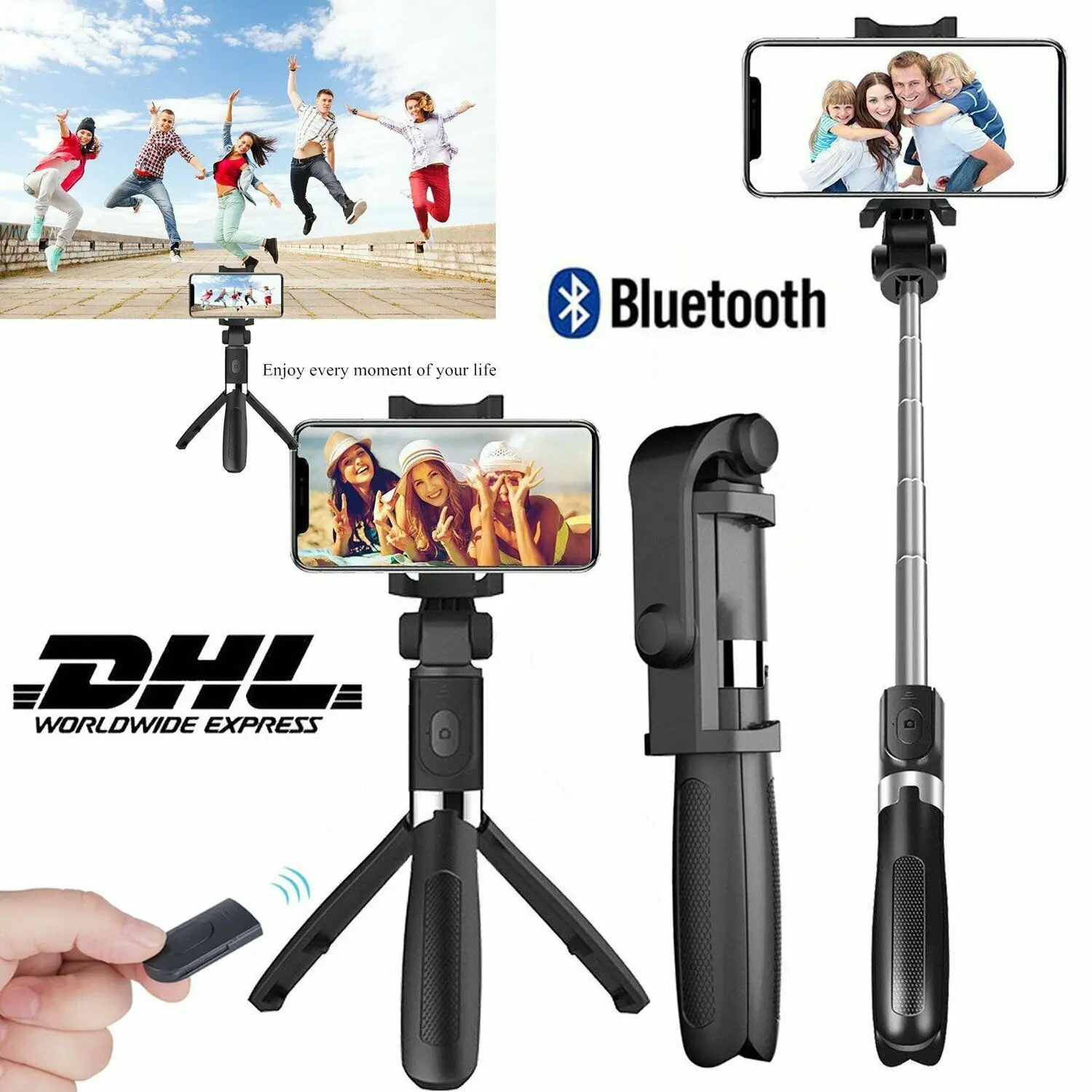 Wireless bluetooth selfie stick foldable mini tripodshutter remote control 360 degree rotatable
Wireless bluetooth selfie stick foldable mini tripodshutter remote control 360 degree rotatable