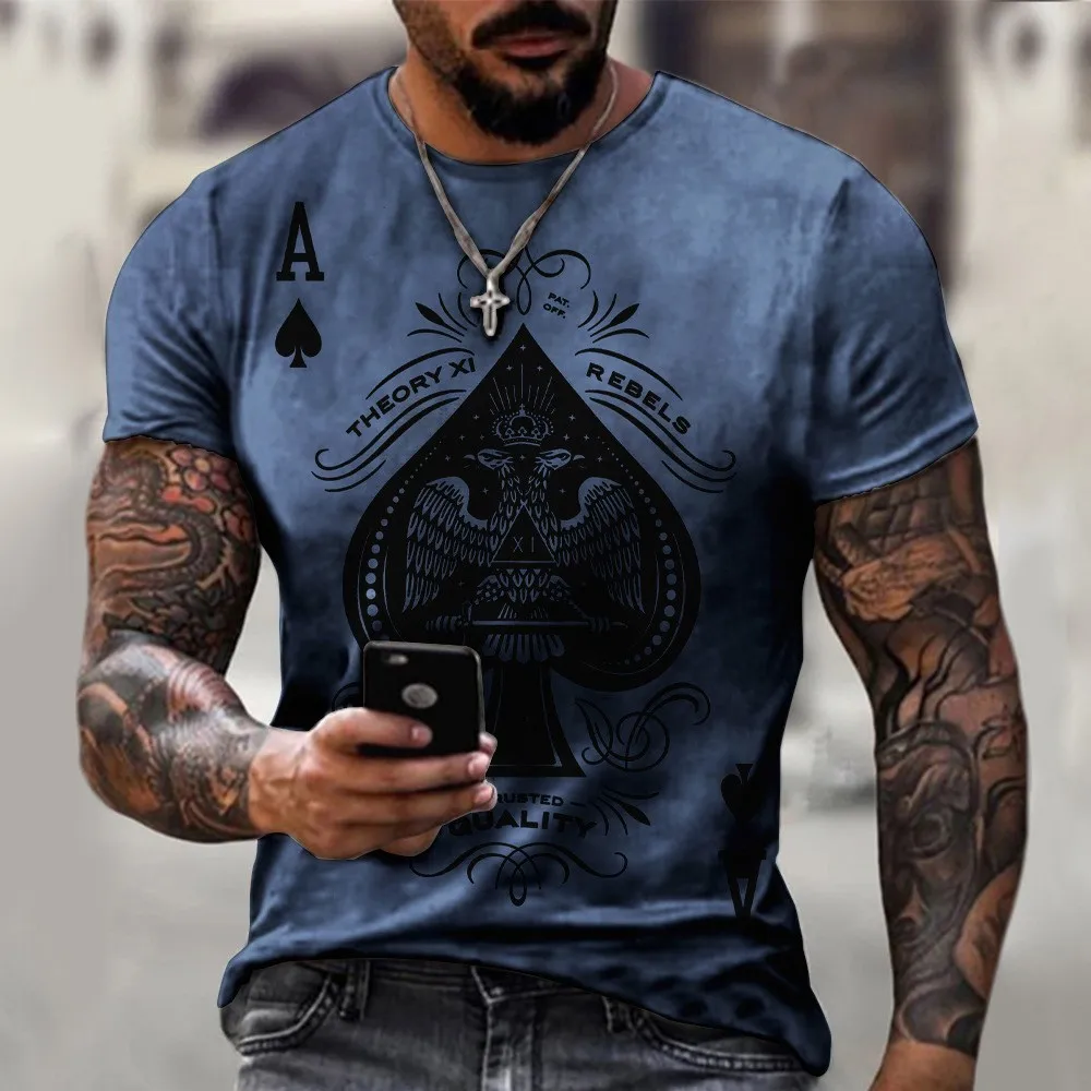 Summer Street Fashion Playing Cards Lattice Square A 3D T-Shirt Men's Large Size Casual Short Loose Pullover T-Shirt
Summer Street Fashion Playing Cards Lattice Square A 3D T-Shirt Men's Large Size Casual Short Loose Pullover T-Shirt