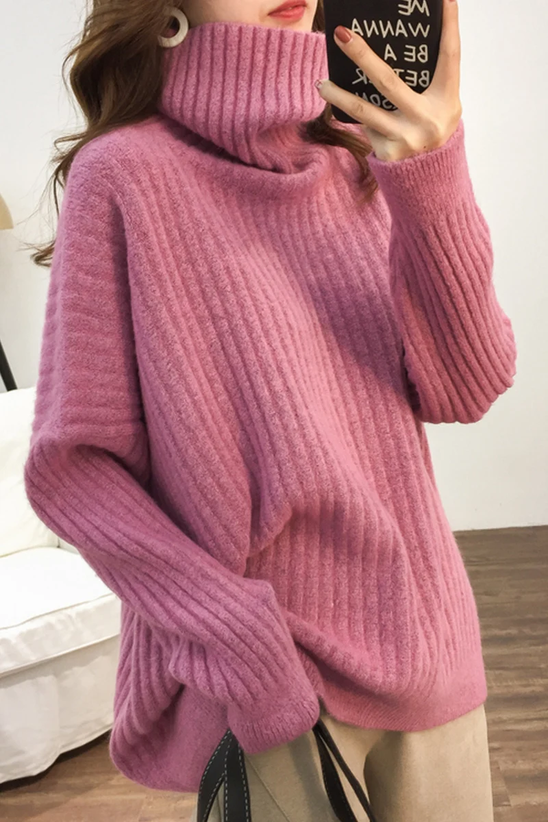 Loose lazy wind solid color pit strip high collar pullover sweater female long-sleeved knitted top 2020 new
Loose lazy wind solid color pit strip high collar pullover sweater female long-sleeved knitted top 2020 new