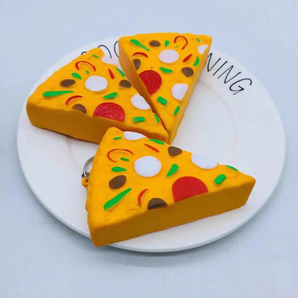 

Keychain Squeeze Toys 8cm Mini Yummy Pizza Slow Rising Cream Scented Charm Stress Reliever Toy