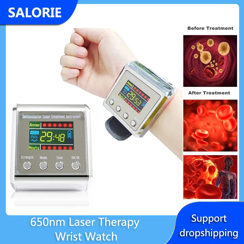 650nm Laser Therapy Wrist Watch LLLT for Diabetes Hypertension Cholesterol Sinusitis Treatment Lower Blood Sugar Purify Blood
650nm Laser Therapy Wrist Watch LLLT for Diabetes Hypertension Cholesterol Sinusitis Treatment Lower Blood Sugar Purify Blood