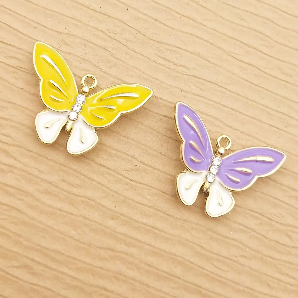 10pcs 19x25mm enamel butterfly charms for jewelry making crafting cute earring pendant necklace charm bracelet | Украшения и