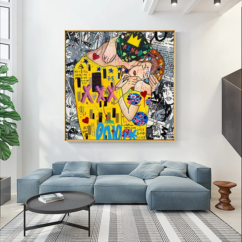 Black And Golden Posters And Prints Hug And Kiss Street Graffiti Art On Wall Art Canvas Paintings For Room Home Decor Picture
Black And Golden Posters And Prints Hug And Kiss Street Graffiti Art On Wall Art Canvas Paintings For Room Home Decor Picture