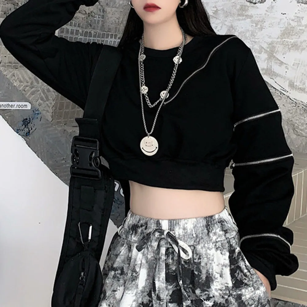 New Women Hoodie Fashion Zipper Solid Color Round Neck Long Sleeve Autumn Winter High Street Casual Pullover Tops
New Women Hoodie Fashion Zipper Solid Color Round Neck Long Sleeve Autumn Winter High Street Casual Pullover Tops