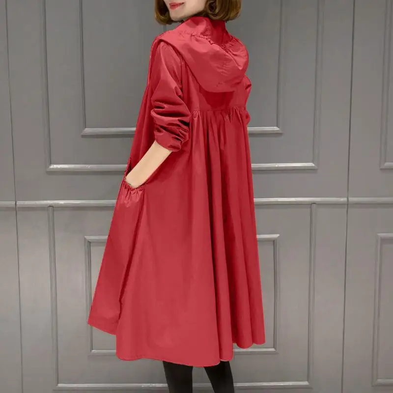 Женская ветровка куртка женская модная Осенняя с капюшоном средней длины легкая
