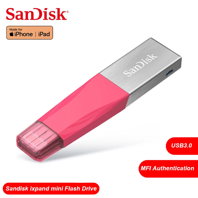 SanDisk USB флеш-накопитель iXPand 3 0 64 Гб 128 OTG Lightning розовый SDIX40N карта памяти MFi для iPhone iPad