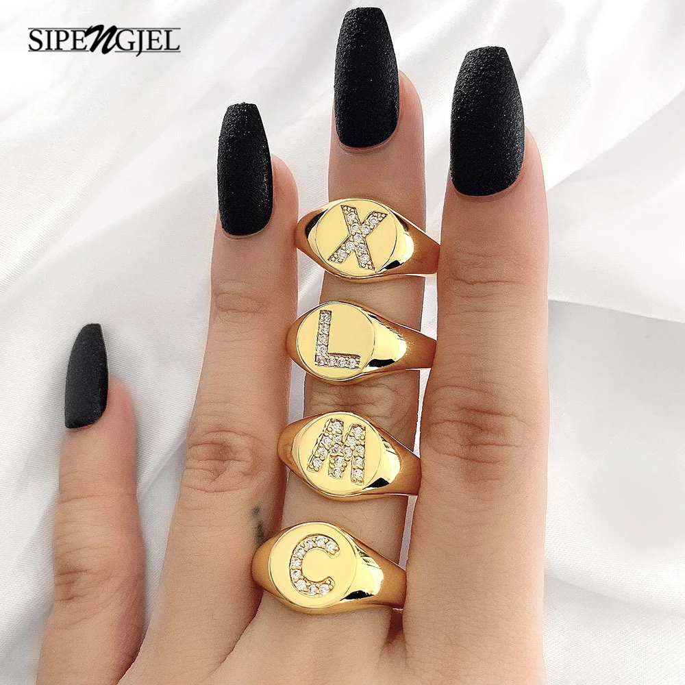 SIPENGJEL Hot Sale A-z Initial Signet Rings Creative Punk Metal 26 Letters Crystal Open Rings For Women Adjustable Jewelry 2021
SIPENGJEL Hot Sale A-z Initial Signet Rings Creative Punk Metal 26 Letters Crystal Open Rings For Women Adjustable Jewelry 2021