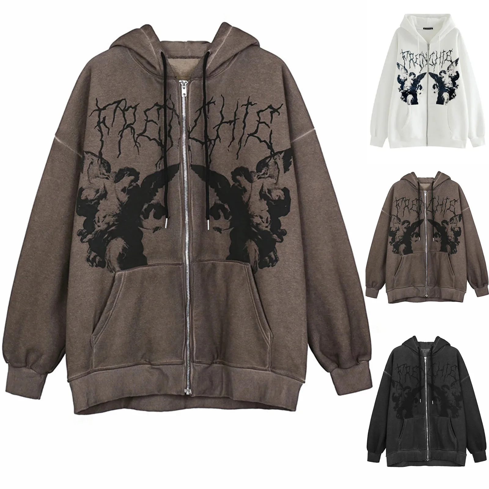 Women Hip Hop Streetwear Hoodies Women Jacket Angel Dark Print Jacket Coat Goth Harajuku Y2k Clothes Punk Jacket Outwear Zipp
Women Hip Hop Streetwear Hoodies Women Jacket Angel Dark Print Jacket Coat Goth Harajuku Y2k Clothes Punk Jacket Outwear Zipp