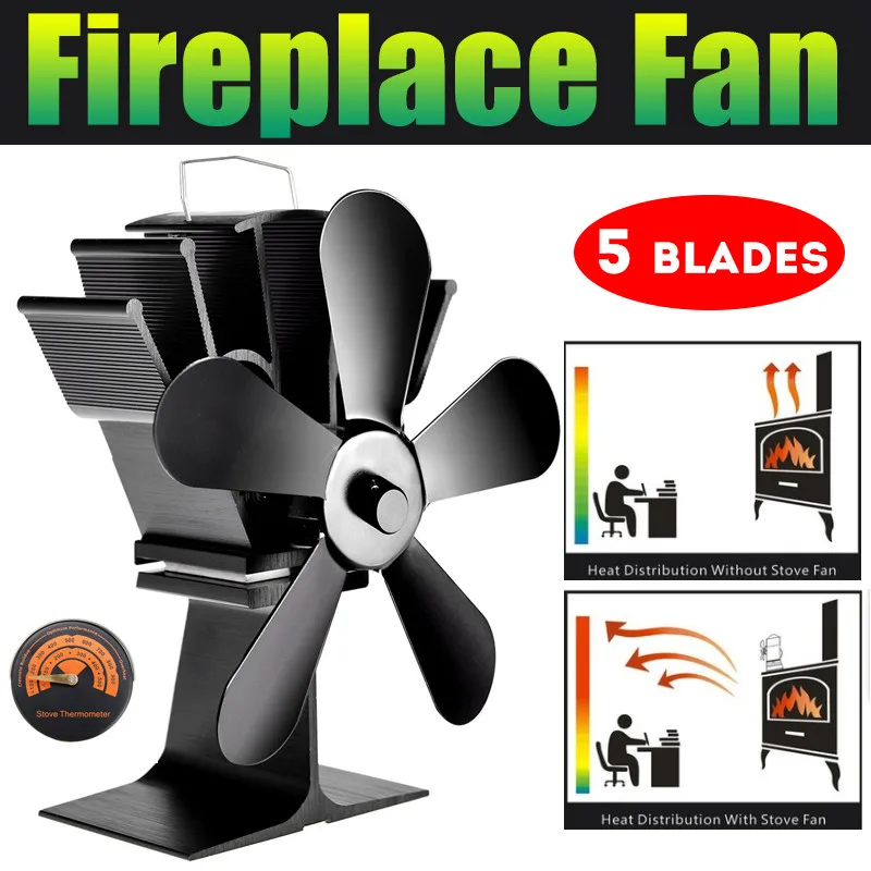 5 Blades Black Fireplace Heat Powered Stove Fan Log Wood Burner Ecofan Quiet Home Fireplace Fan Efficient Heat Distribution
5 Blades Black Fireplace Heat Powered Stove Fan Log Wood Burner Ecofan Quiet Home Fireplace Fan Efficient Heat Distribution