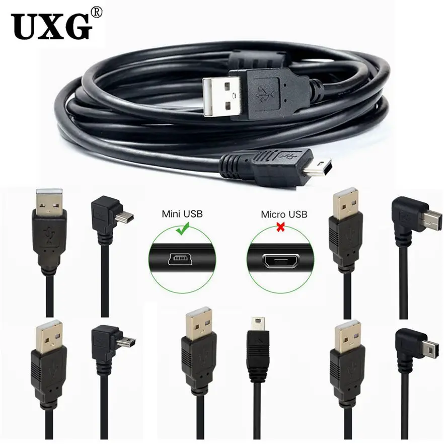 Переходник с USB 2 0 на Mini 5Pin вверх вниз влево вправо Угловой 90 градусов кабель 25 м 5 1