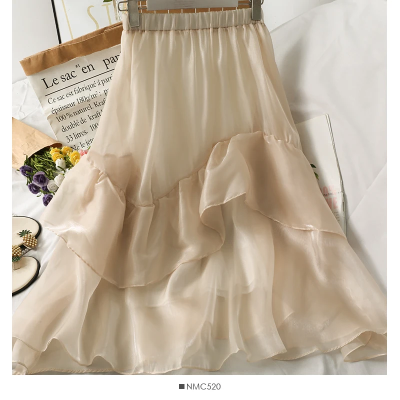 Ruffle stitching elastic waist was thin mid-length gauze skirt female summer 2021 gloss sense Western style all-match skirt
Ruffle stitching elastic waist was thin mid-length gauze skirt female summer 2021 gloss sense Western style all-match skirt