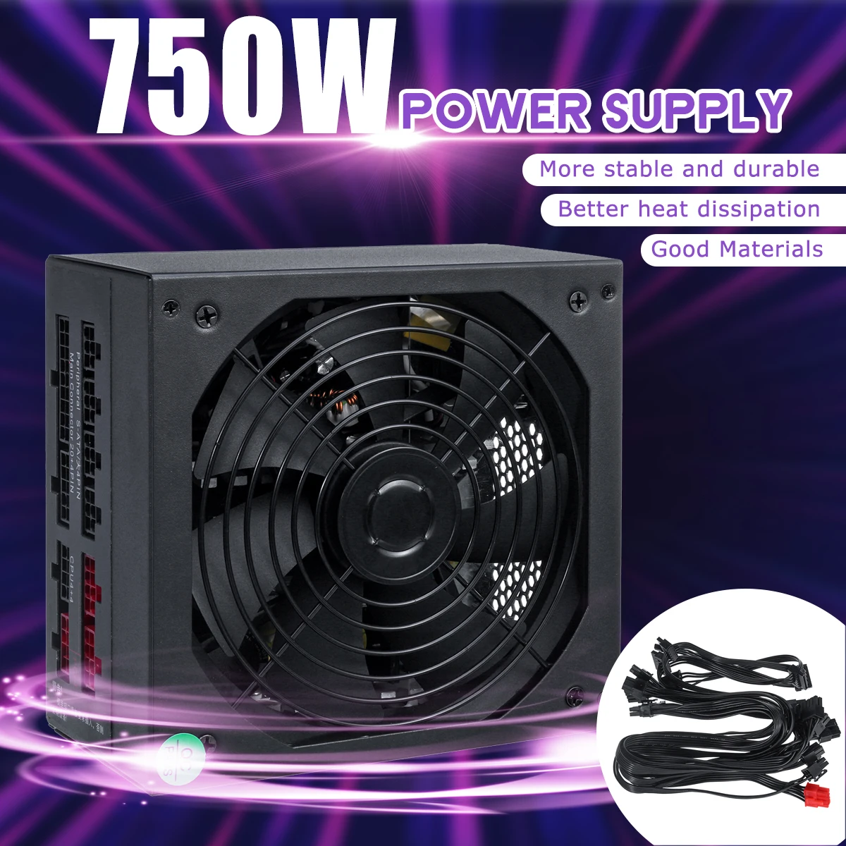 Блок питания для игрового ПК 750 Вт ATX 12 В полный модуль активного 24Pin / PCI /4 SATA /ATX 14 см
