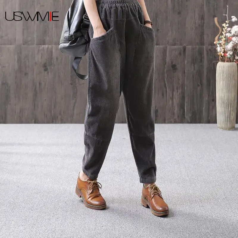 Trousers Women New Literature Leisure Corduroy Solid Color Elastic Waist Striped Pockets High Waist Loose Comfort Casual Pants
Trousers Women New Literature Leisure Corduroy Solid Color Elastic Waist Striped Pockets High Waist Loose Comfort Casual Pants