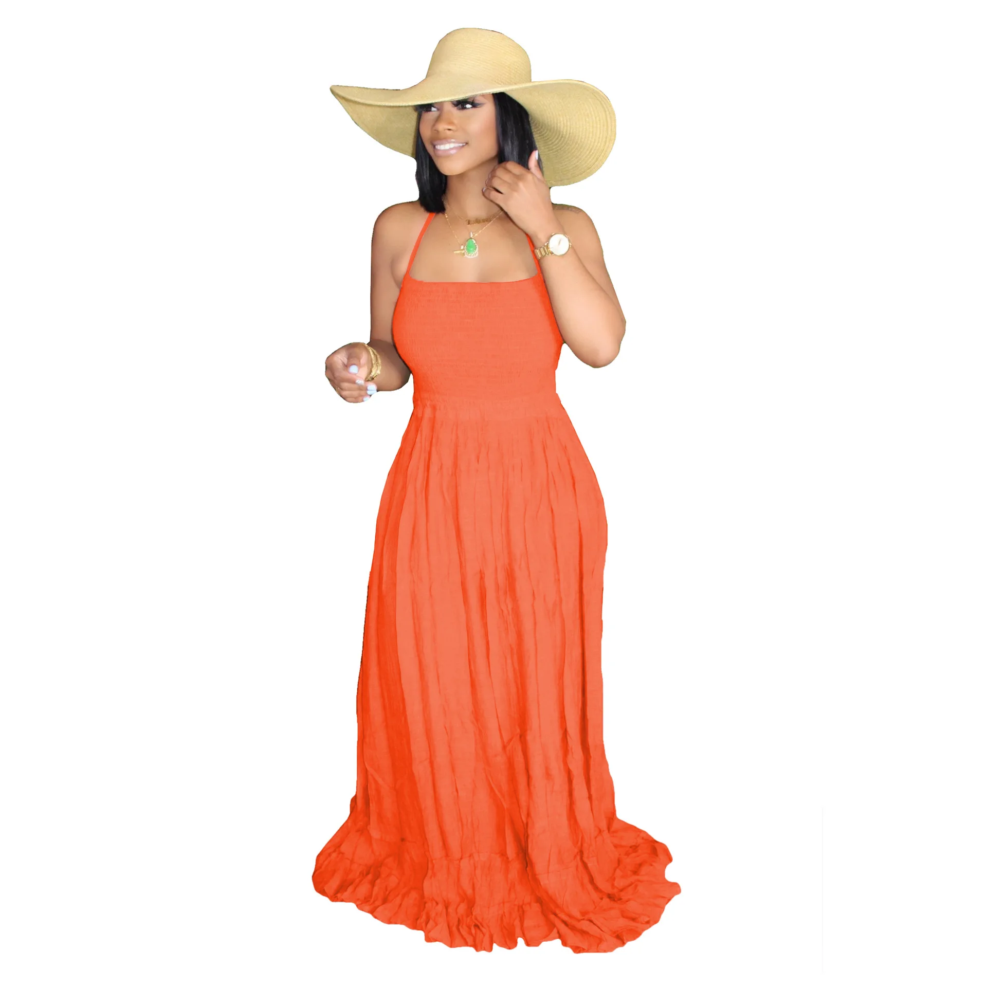 Summer 2021 backless long skirt European and American women's holiday style personality
Summer 2021 backless long skirt European and American women's holiday style personality