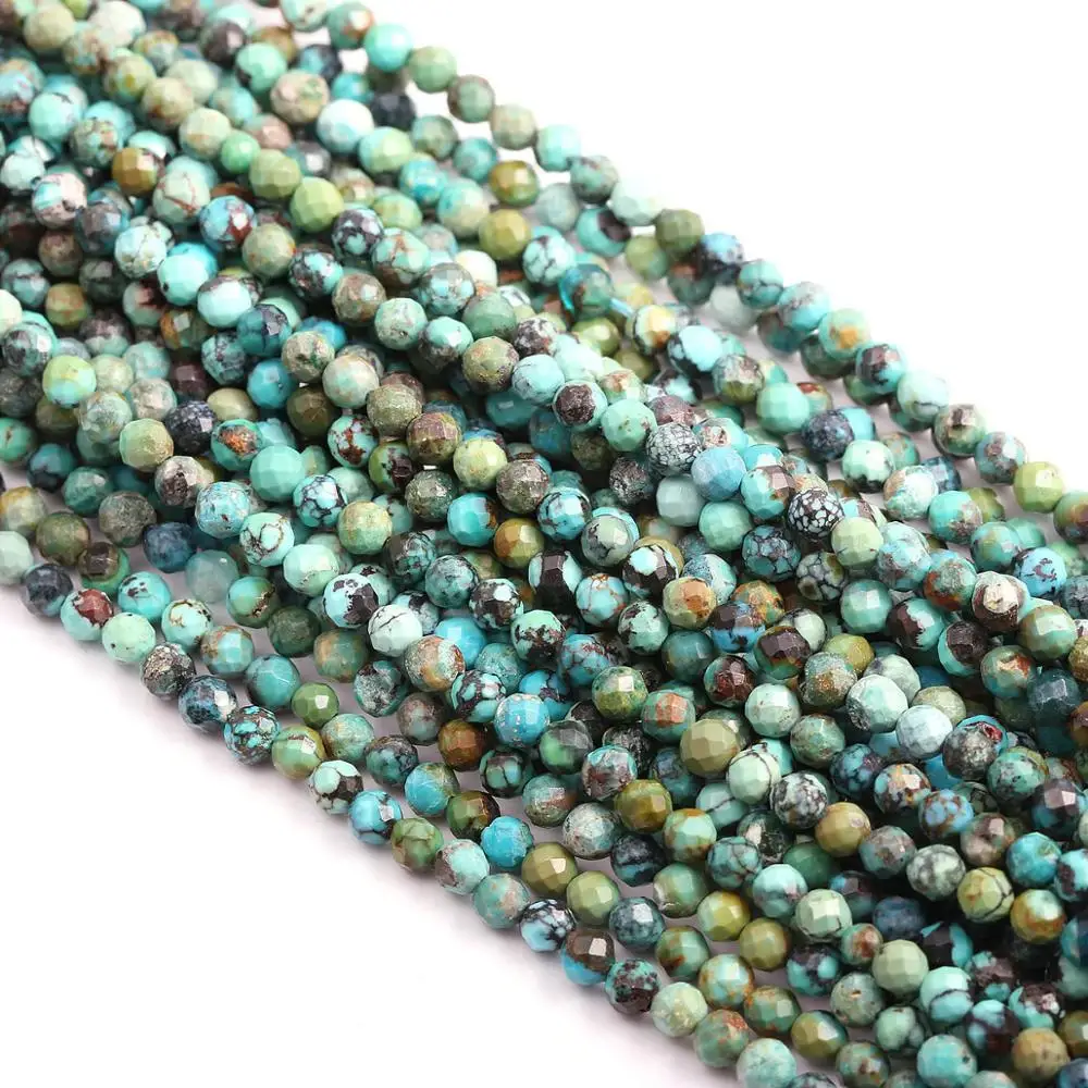 

Wholesale Natural Gem Stone Bead African Turquoise Faceted Round Beads for Jewelry Making DIY Charm Necklace Bracelet 2/3/4mm