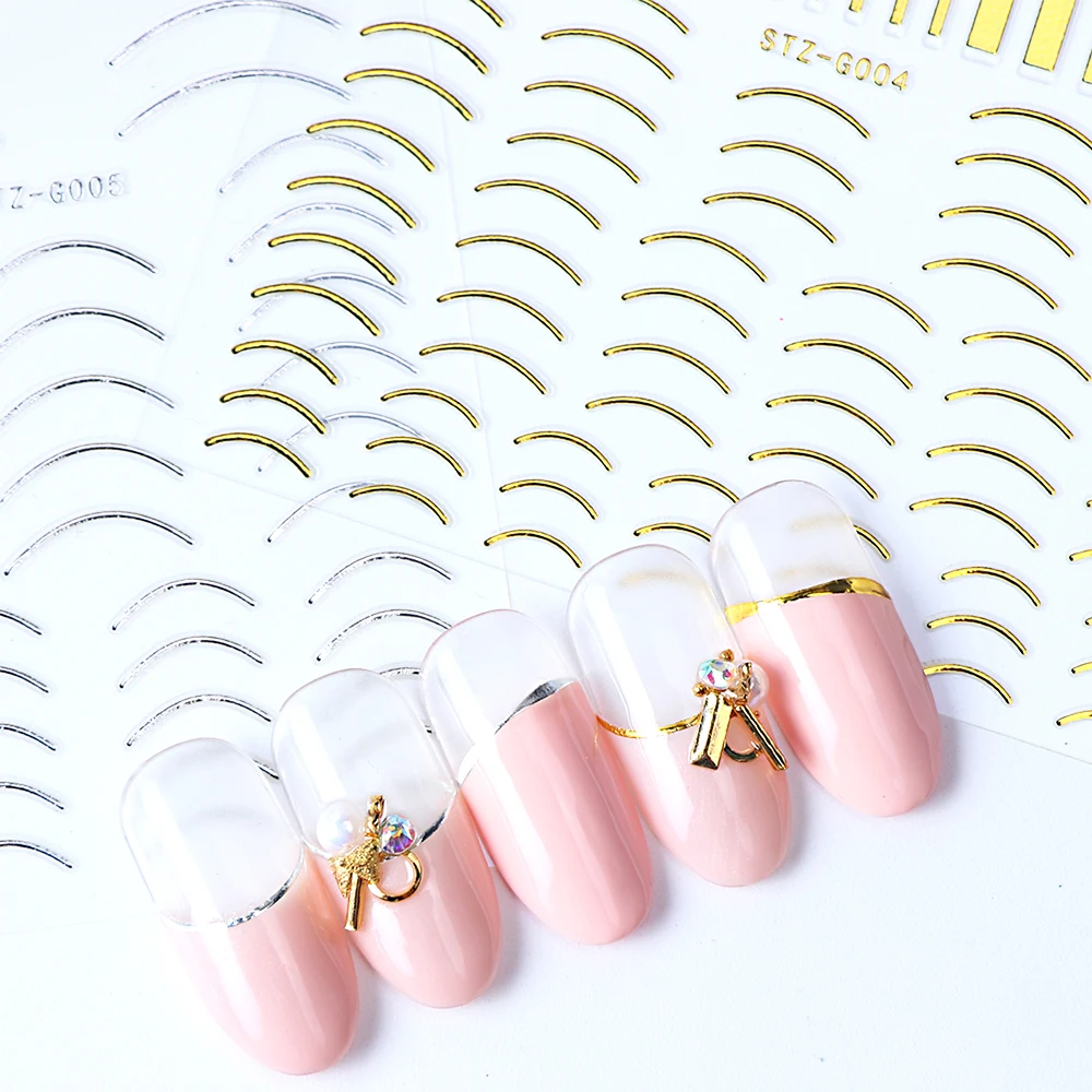 1pcs Gold Silver Sliders 3D Nail Stickers Straight Curved Liners Stripe Tape Wraps Geometric Nail Art Decorations BESTZG001-013
1pcs Gold Silver Sliders 3D Nail Stickers Straight Curved Liners Stripe Tape Wraps Geometric Nail Art Decorations BESTZG001-013