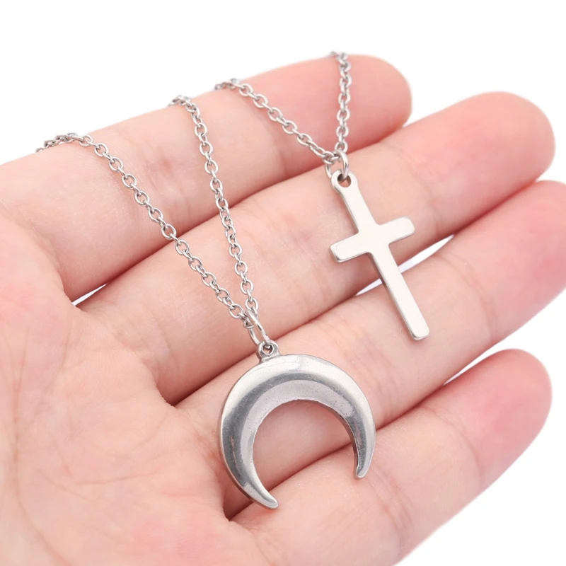 Stainless Steel Gothic Cross Moon Pendant Necklace For Women 2020 Fashion Chain Choker On Necklaces egirl Aesthetic Jewelry
Stainless Steel Gothic Cross Moon Pendant Necklace For Women 2020 Fashion Chain Choker On Necklaces egirl Aesthetic Jewelry