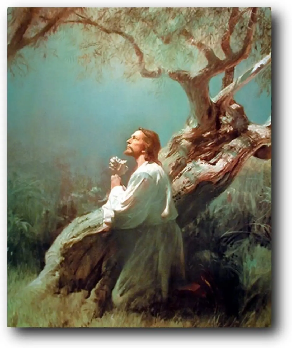 Jesus Christ Praying at Gethsemane Picture Art Print Poster 
Jesus Christ Praying at Gethsemane Picture Art Print Poster