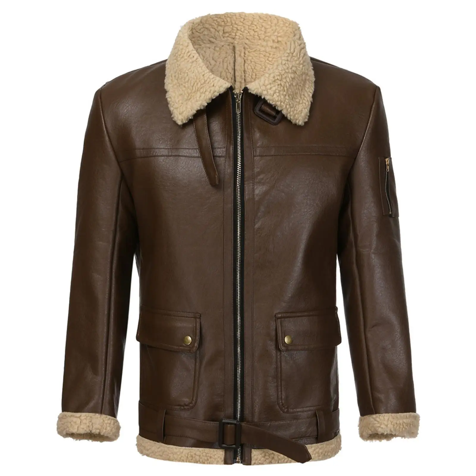 Men's Jacket Costs Solid Color Vintage Winter Faux Leather Plush Liner Coat Buckle Thick Warm Motorcycle Short Jacket Clothes
Men's Jacket Costs Solid Color Vintage Winter Faux Leather Plush Liner Coat Buckle Thick Warm Motorcycle Short Jacket Clothes