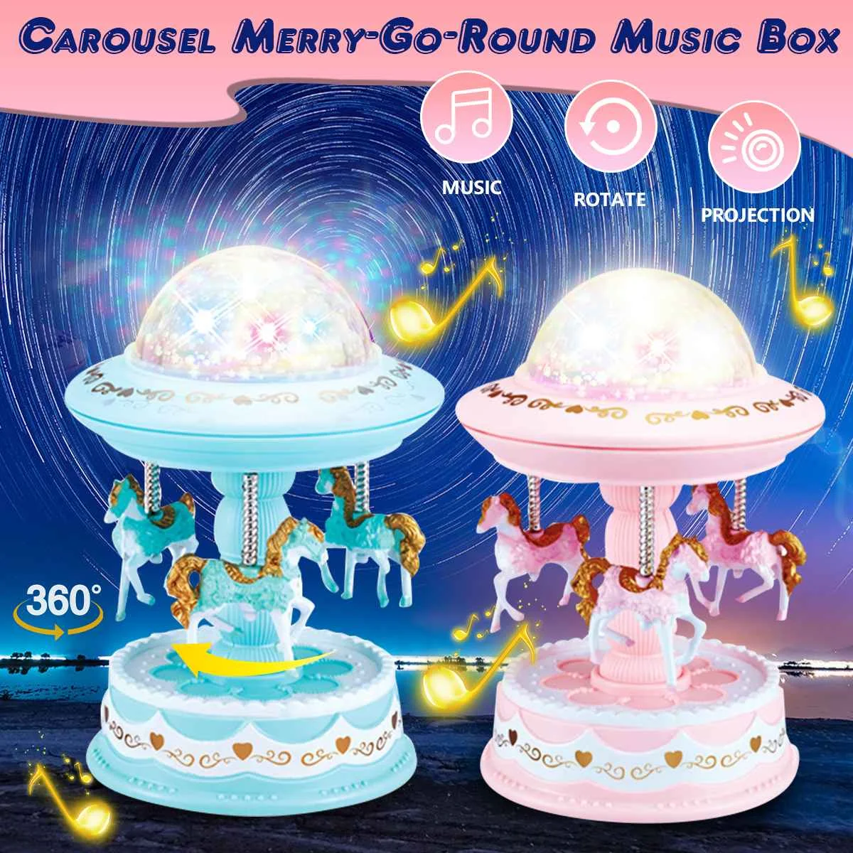 2 In 1 Merry-Go-Round Music Box Galaxy Starry Projector Light Luminous Carousel Projector Lamp Romantic Chrismas Birthday Gift
2 In 1 Merry-Go-Round Music Box Galaxy Starry Projector Light Luminous Carousel Projector Lamp Romantic Chrismas Birthday Gift