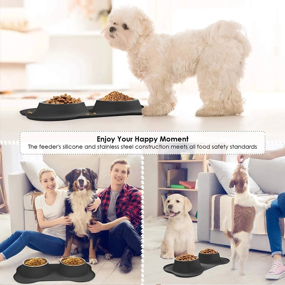 Stainless Steel Double Dog Bowl With Silicone Mat Non Spill Skid Resistant Pet Food Feeder Cat Feeding Drinking Bowls Pet Supply
Stainless Steel Double Dog Bowl With Silicone Mat Non Spill Skid Resistant Pet Food Feeder Cat Feeding Drinking Bowls Pet Supply