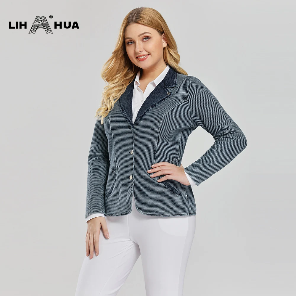 LIH HUA Women's Plus Size Tailored Denim Coat Cotton Knitted Busine Suit Fashion Cotton Knitted Jacket
LIH HUA Women's Plus Size Tailored Denim Coat Cotton Knitted Busine Suit Fashion Cotton Knitted Jacket