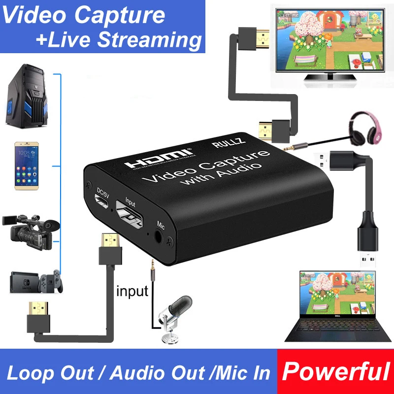 Карта захвата видео 4K 30 Гц HDMI ТВ-петля 1080P 60 кадр/сек плата для записи игр USB 2 0 3