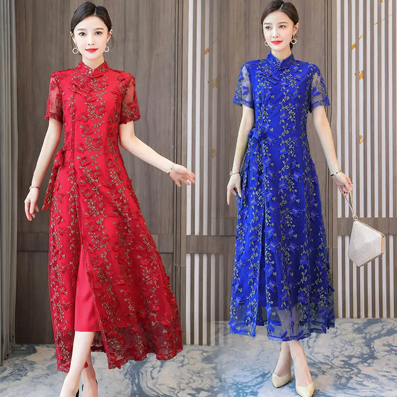 Женское кружевное платье-Ципао, элегантное облегающее длинное платье в китайском ретро-стиле, весна-лето 2022
Женское кружевное платье-Ципао, элегантное облегающее длинное платье в китайском ретро-стиле, весна-лето 2022