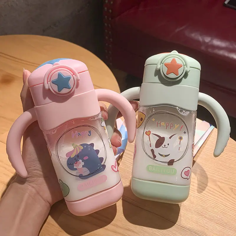 Student Portable Water Cup Cartoon with Straws Cute with Handle Children's Plastic Drinking Cup Creative Sports Bottle 400ML
Student Portable Water Cup Cartoon with Straws Cute with Handle Children's Plastic Drinking Cup Creative Sports Bottle 400ML