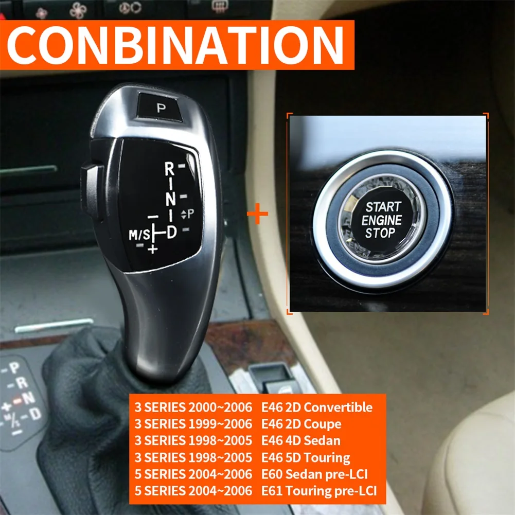 Car Automatic Shift Knob LED-Illuminated Gear Selector w/ Crystal Engine Start Button for BMW E46 E60 E61 E63 E64 1998-2006
Car Automatic Shift Knob LED-Illuminated Gear Selector w/ Crystal Engine Start Button for BMW E46 E60 E61 E63 E64 1998-2006