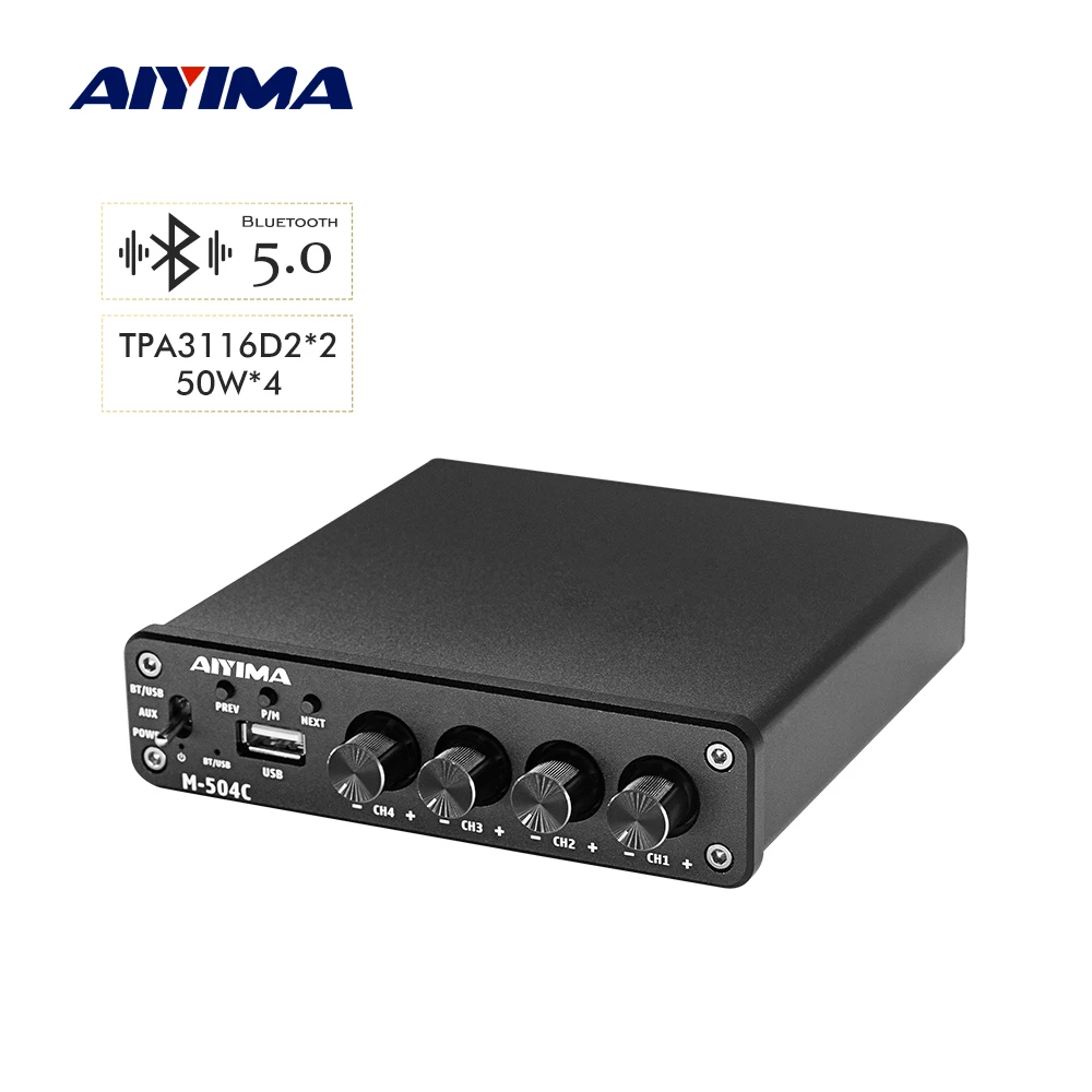 AIYIMA усилитель звука Bluetooth 5 0 TPA3116D2 NE5532 HiFi 2 0x2 4 каналов 50Wx4 домашний кинотеатр